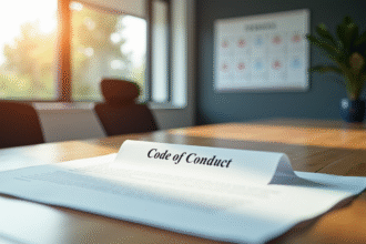 Bureau moderne avec contrat code de conduite et calendrier