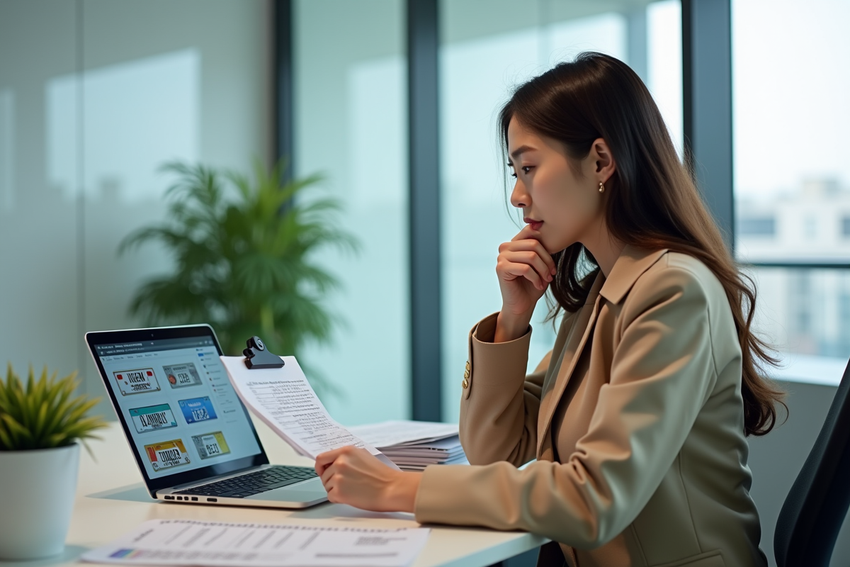 Femme regardant des options de plaques d