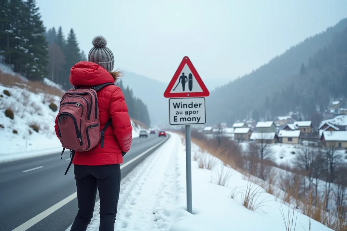 Jeune femme avec veste rouge près d