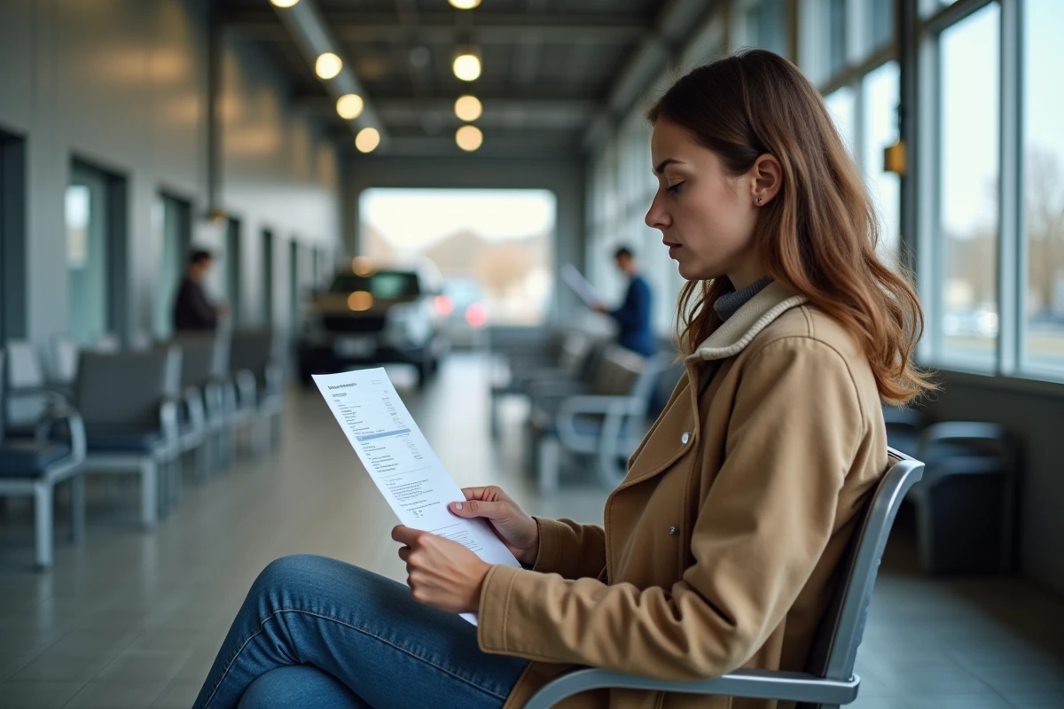 Jeune femme dans un centre de contrôle technique