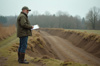 Homme d'âge moyen en plein air observant un circuit motocross