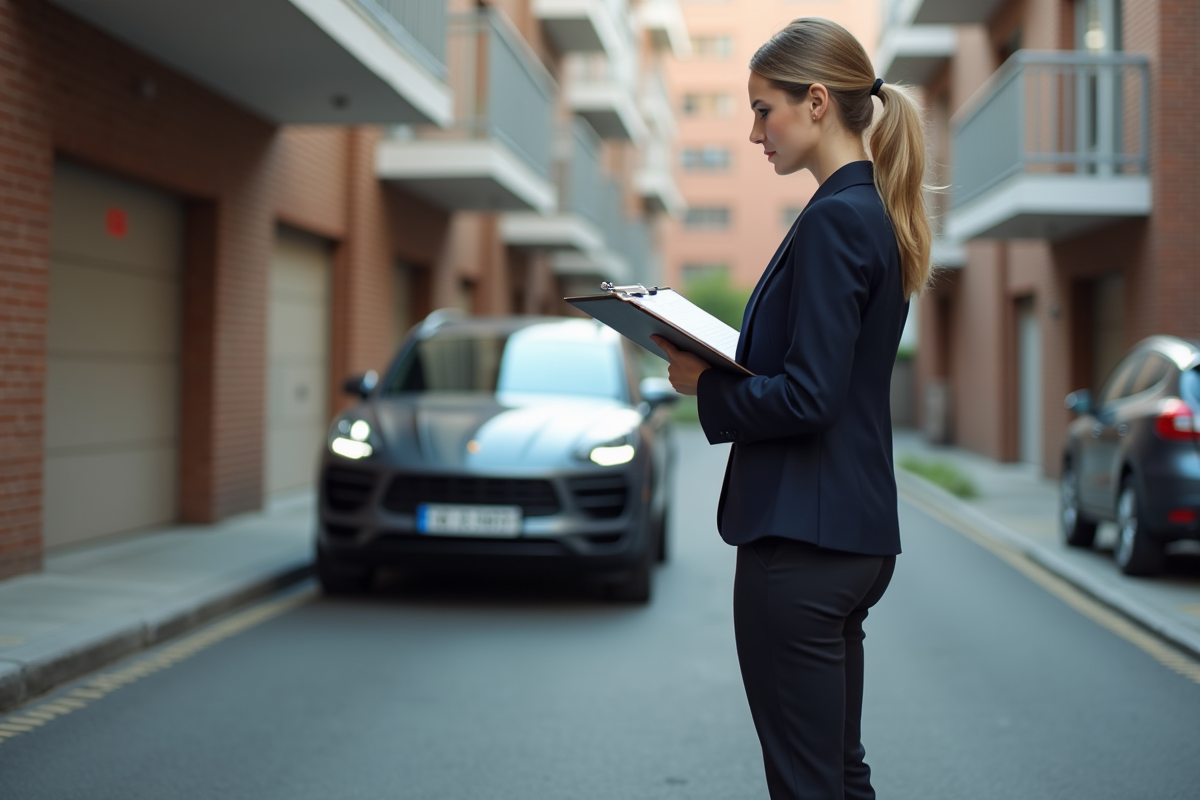 Jeune femme vérifiant la distance d