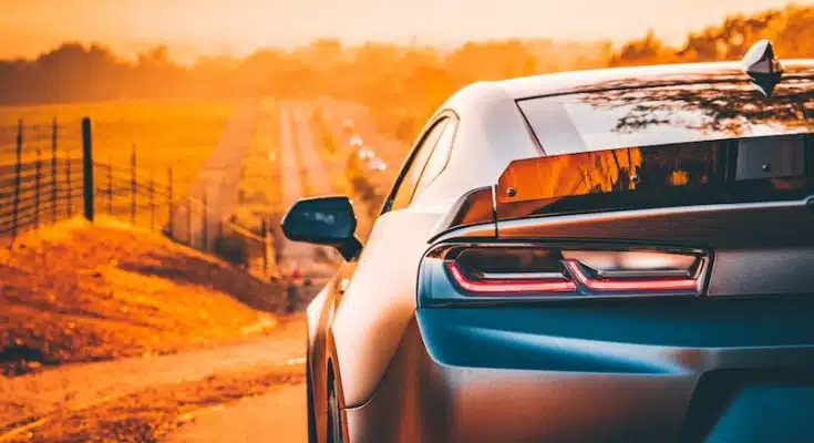 car on road during golden hour